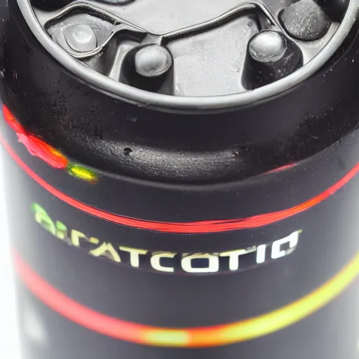 Image similar to photograph radioactive energy drink can, HD, 8k, RED camera