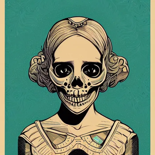 Image similar to portrait skull girl princess by petros afshar, tom whalen, laurie greasley, jc leyendecker and singer sargent