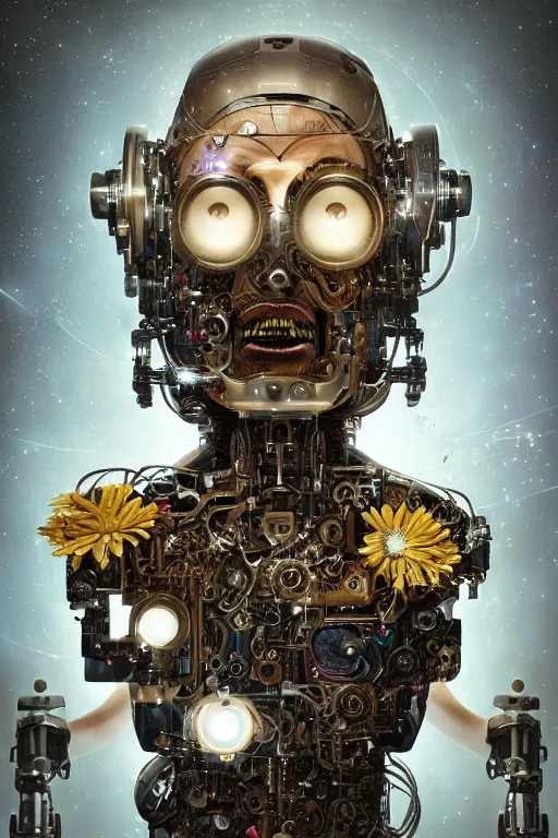 Prompt: a beautiful intricate fine art portrait photo of a happy mechanical futuristic cybernetic humanoid reading a letter of good news, by tom bagshaw and anna dittman, eyes light up, perfection!, studio lighting, golden ratio composition, 3 5 mm lens, bionic robot overgrown with flowers, cybernetic scifi, deep depth of field, artstation, 8 k