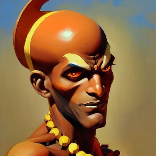 Image similar to Greg Manchess portrait painting of Dhalsim as Overwatch character, medium shot, asymmetrical, profile picture, Organic Painting, sunny day, Matte Painting, bold shapes, hard edges, street art, trending on artstation, by Huang Guangjian and Gil Elvgren and Sachin Teng