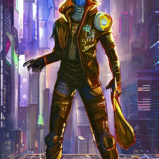 Image similar to full - length portrait of cyberpunk fox