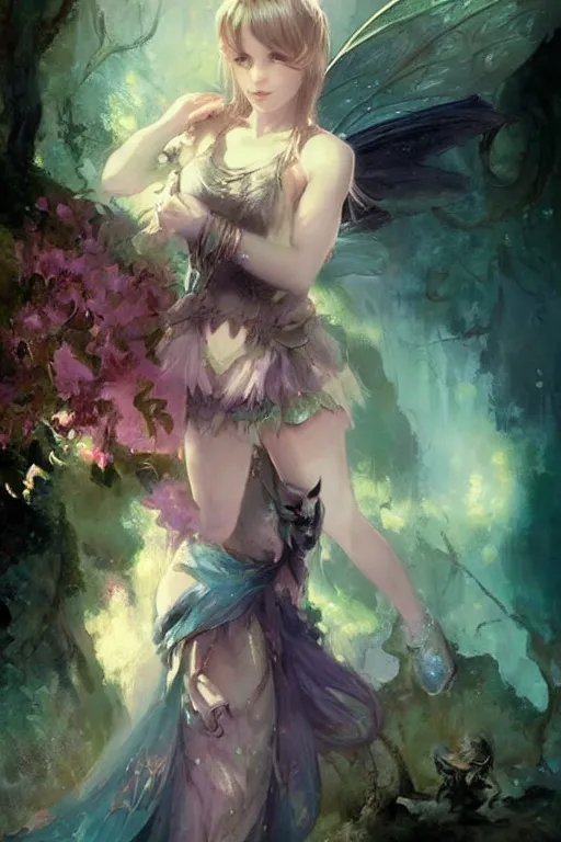 Image similar to a portrait of a cute magical fantasy fairy girl by Frank Frazetta, WLOP and ross tran