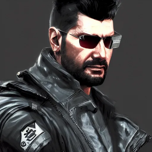 Prompt: Adam Jensen from Deus Ex as a GTA character, by Cedric Peyravernay, highly detailed, excellent composition, cinematic concept art, dramatic lighting, trending on ArtStation