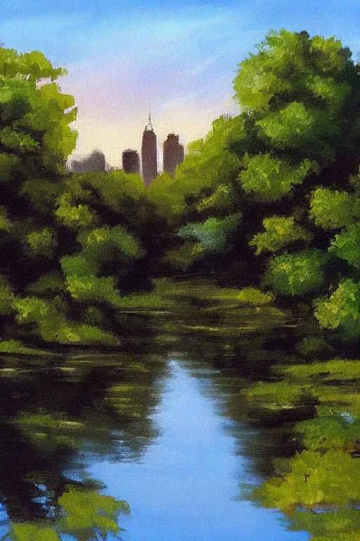 Image similar to bob ross painting of new york central park