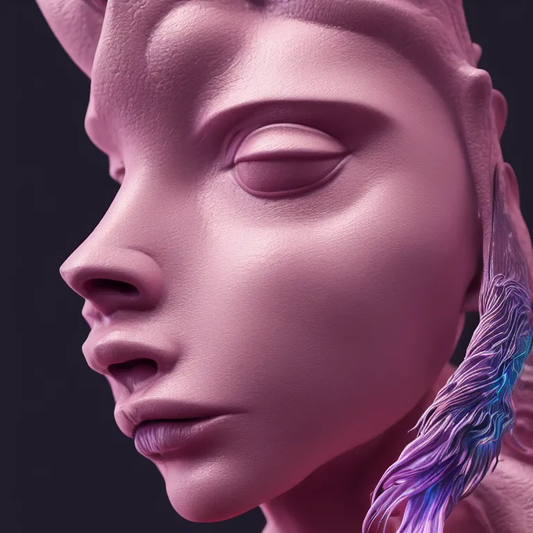 Image similar to goddess full painted acryllic sculpture close-up portrait. orchid bird phoenix jellyfish betta fish, intricate artwork by Tooth Wu and wlop and beeple. octane render, trending on artstation, greg rutkowski very coherent symmetrical artwork. cinematic, hyper realism, high detail, octane render, 8k