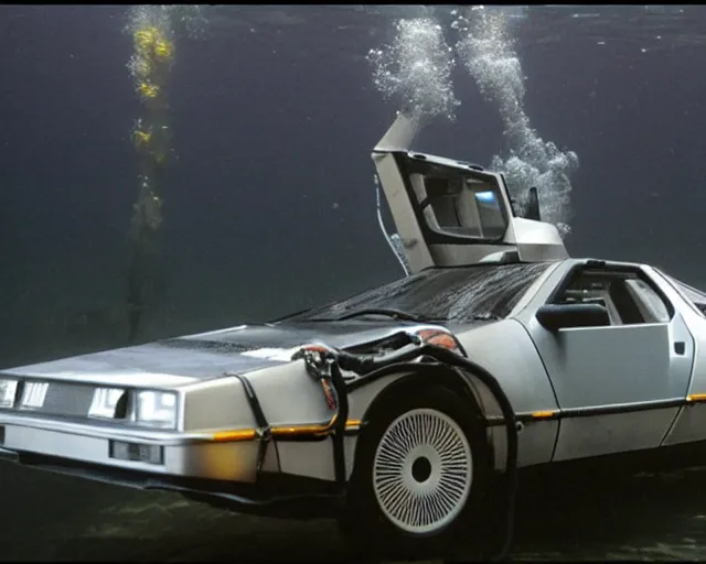 Image similar to doc brown and the delorean underwater