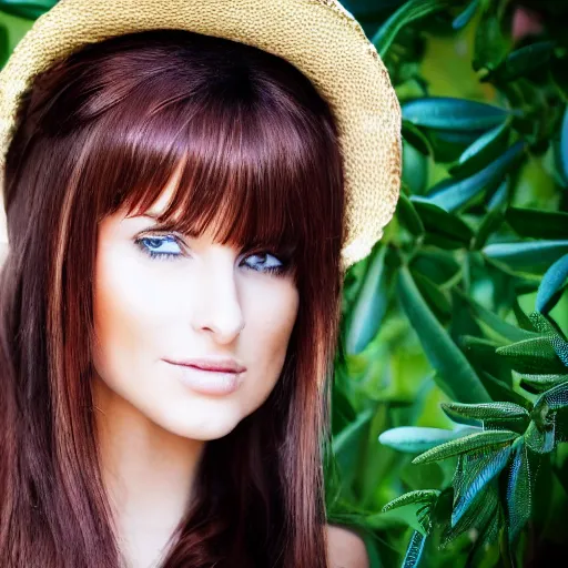 Image similar to beautiful servant woman with olive skin, auburn hair, green eyes