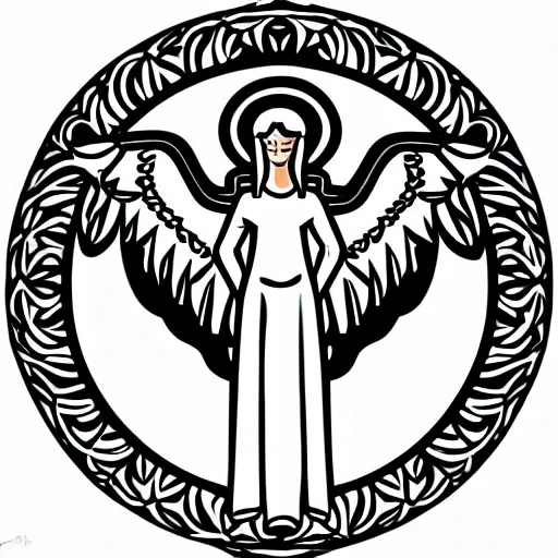 Image similar to biblically acurate angel, ophanim, thin linework, tattoo style, high resolution, lineart, vector, black and white image,