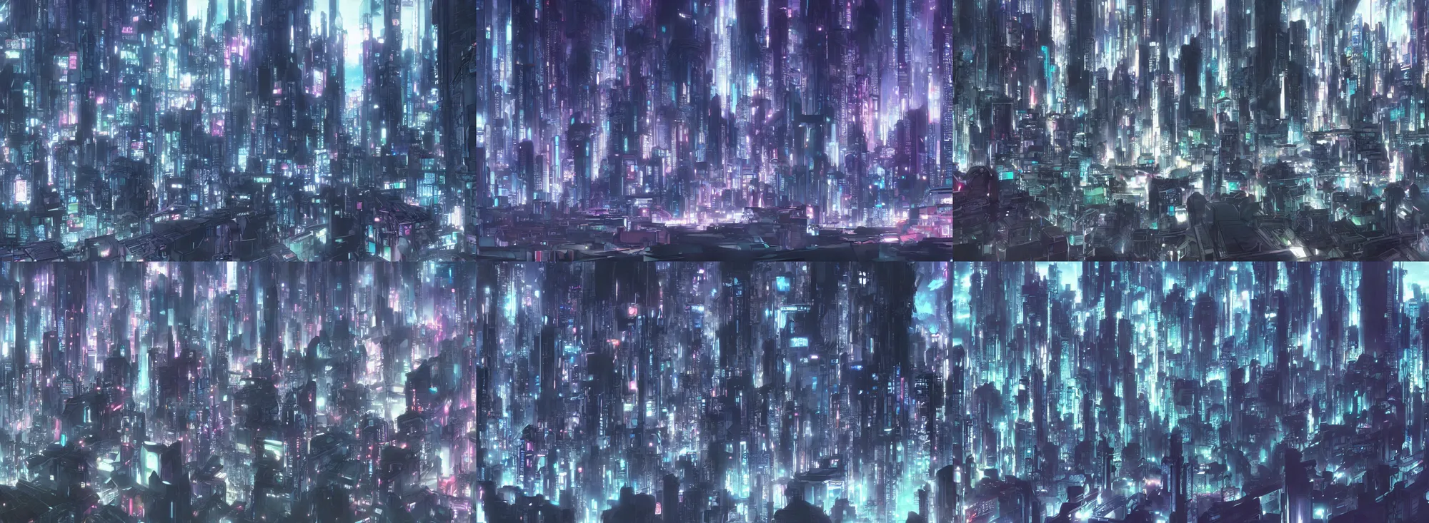 Prompt: futuristic city, anime animation background matte painting, background art, from the anime ghost in the shell