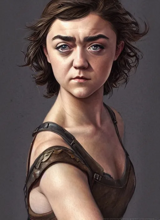 Image similar to muscled Maisie Williams as a ruggedly handsome heroine, intricate, elegant, highly detailed, centered, digital painting, artstation, concept art, smooth, sharp focus, illustration, artgerm, donato giancola, Joseph Christian Leyendecker, WLOP, Artgerm