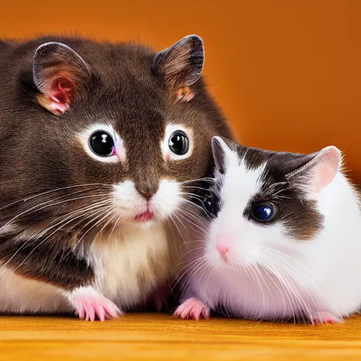 Image similar to hamster and cat, best friends, 4 k