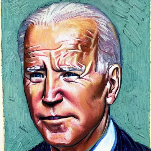 Image similar to joe biden portrait, painting by vincent van gogh, oil painting, detailed, award - winning