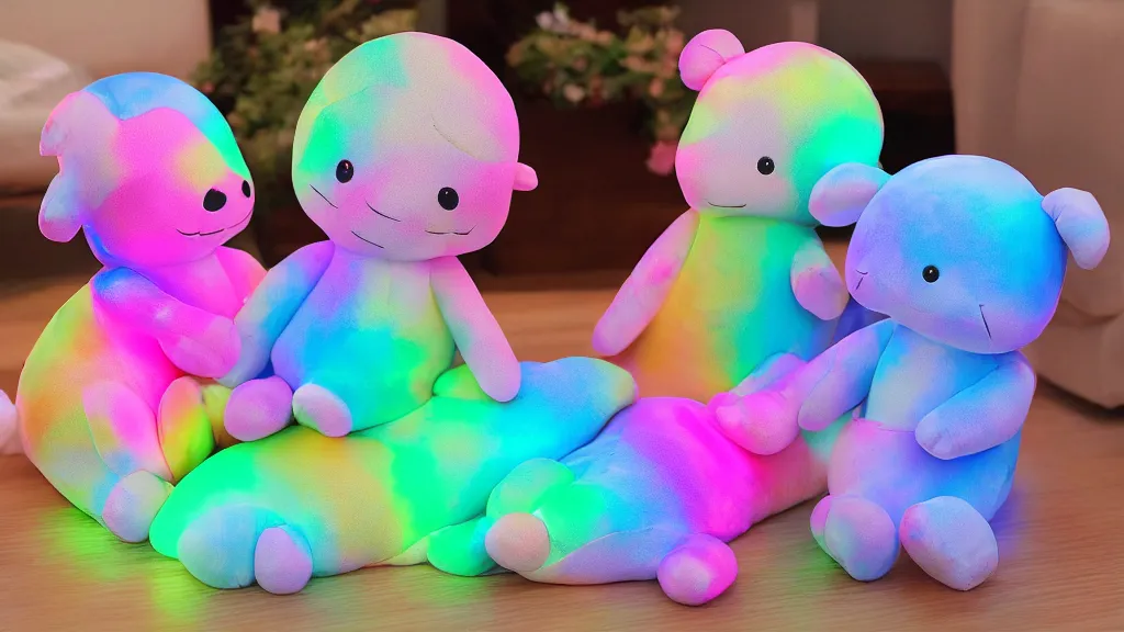 Prompt: holography neutral plushie toy book