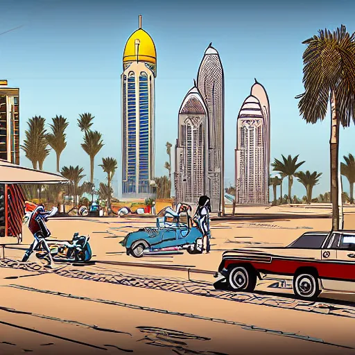 Image similar to gta : dubai, illustration