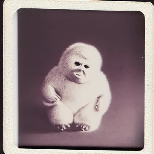 Prompt: a old polaroid of a chubby baby yeti