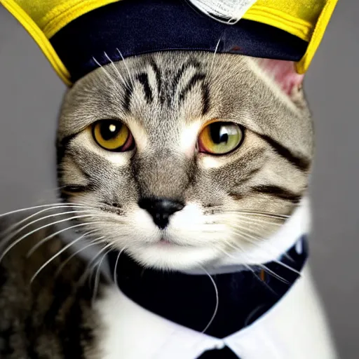 Prompt: cat in the uniform of navy