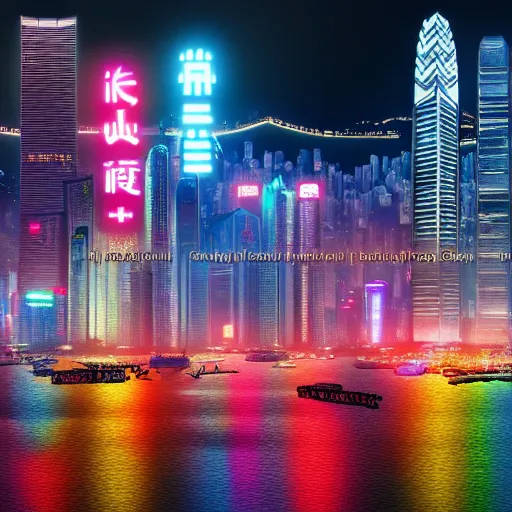 Prompt: a realistic painting of cyberpunk hong kong, many huge signs, ultra hd wallpaper, 4 k