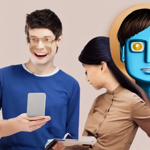 Image similar to smart face as android and human being