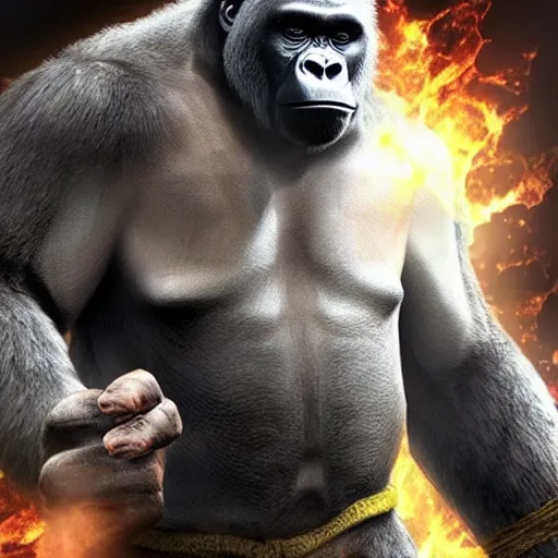 Prompt: harambe in mortal kombat