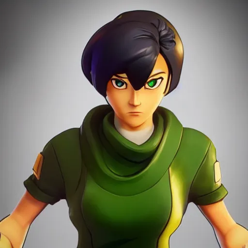 Image similar to toph beifong in fortnite, character render, full body shot, highly detailed, in game render