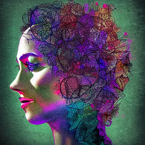 Image similar to mind filled with chaotic thoughts, digital art