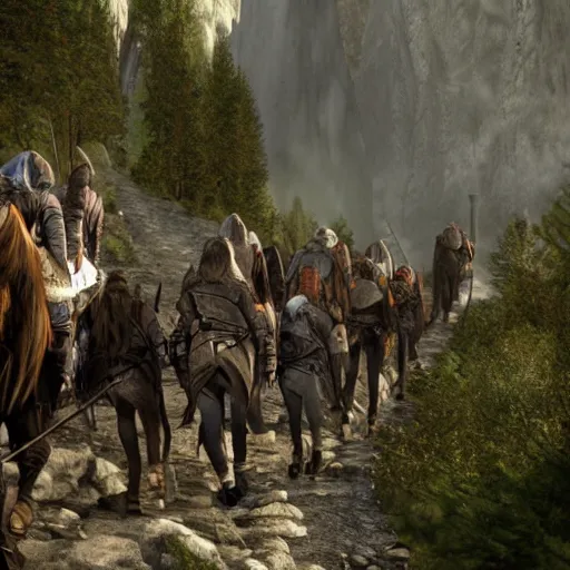 Image similar to followship of the ring entering moria moutain