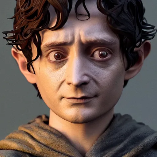 Prompt: tribute sculpture of elijah wood as frodo, made by stanley artgerm lau, wlop, rossdraws, artstation, cgsociety, concept art, cgsociety, octane render, trending on artstation, artstationhd, artstationhq, unreal engine, 4 k, 8 k