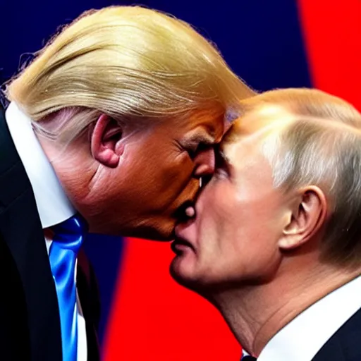 Image similar to vladimir putin kissing trump on the mouth