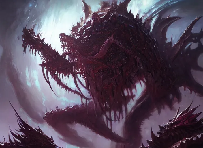 Prompt: artwork of cho'gath by denning guy, amano yoshitaka, berkey john, bowater charlie, greg rutkowski