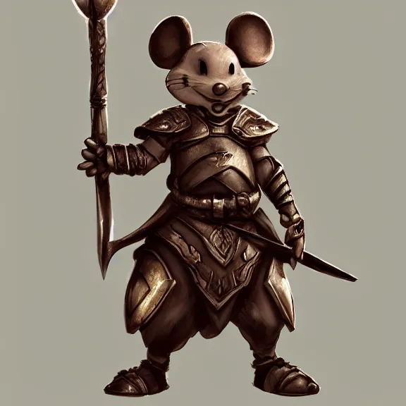 Image similar to anthropomorphic warrior mouse with armor reaching for floating crystal, RPG Portrait, trending on Artstation, Pose Study, Photorealistic, ultra detailed, award winning