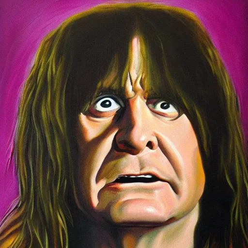 Image similar to ozzy osbourne, oil on canvas