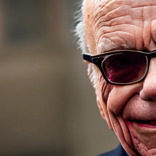 Image similar to Rupert Murdoch as The Joker, Rupert Murdoch, satan, portrait photography, depth of field, bokeh