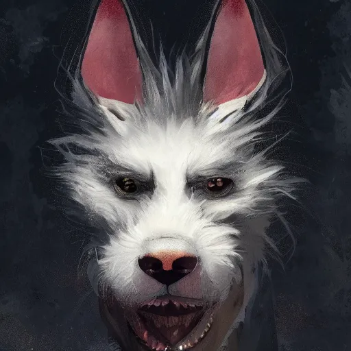 Image similar to Portrait furry ears snout collar neck paws Dragon ASPCA National Geographic Wikipedia Demiurge pet adoption quill splatterpaint rorschach 4k artstation unreal engine render robert rauschenberg giorgio de chirico greg rutkowski