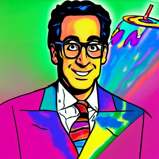 Prompt: Jeff Goldbloom in the style of Lisa Frank stickers