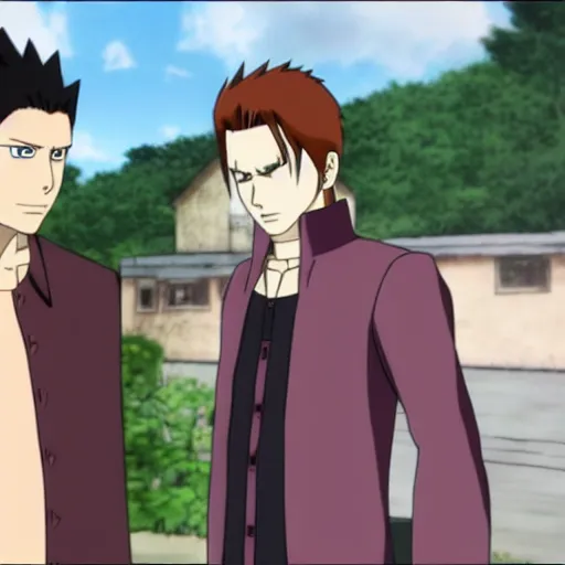 Image similar to sam and dean winchester in naruto shippuden, anime scene