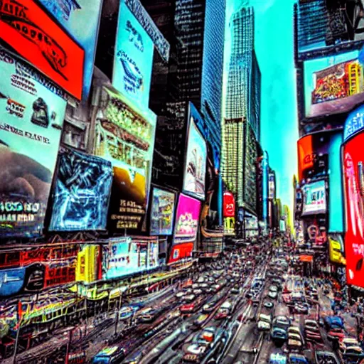 Image similar to tilt-shift photograph of a lovecraftian monster destroying times square