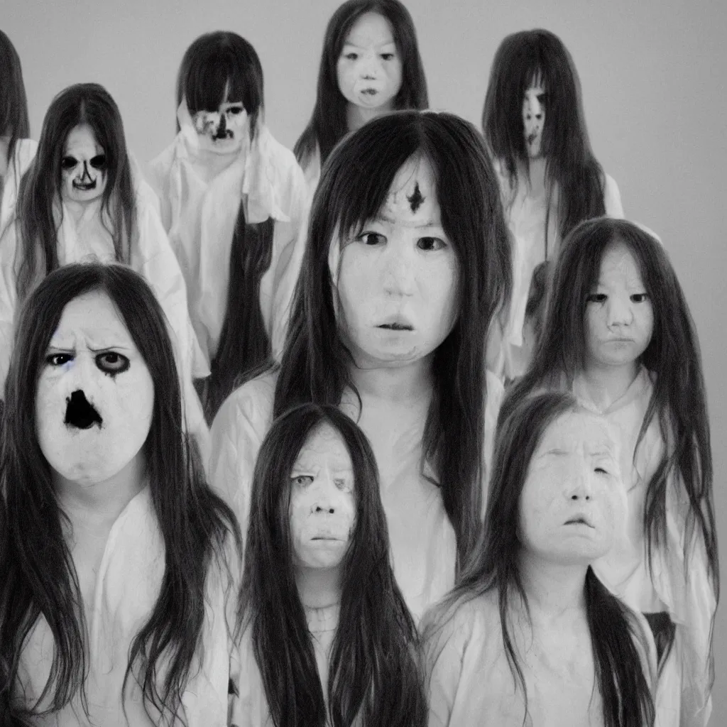 Image similar to the grudge, pale ghost, black eyes