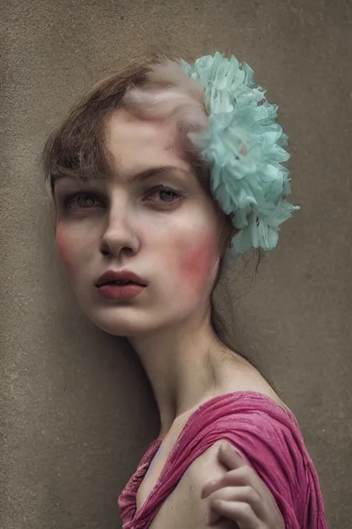 Image similar to portrait photography of a female by monia merlo, colorful.