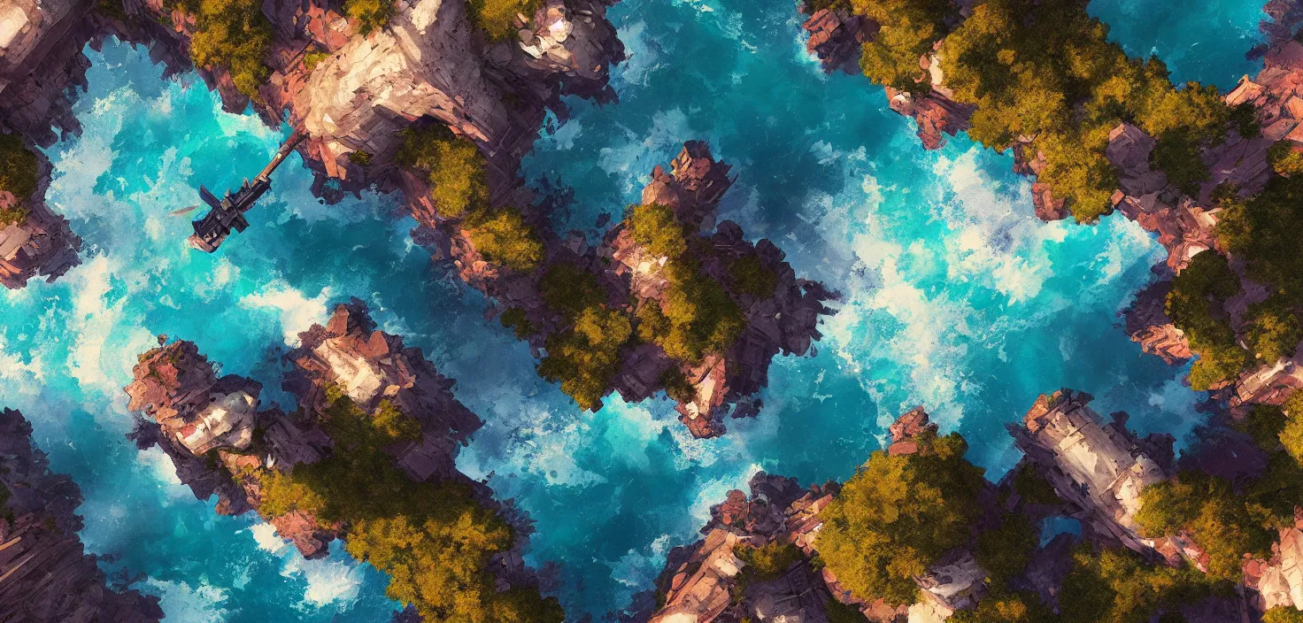 Image similar to nature landscape, aerial view, drone photography, cinematic, mountains and ocean, trending on artstation, by jordan grimmer, art greg rutkowski