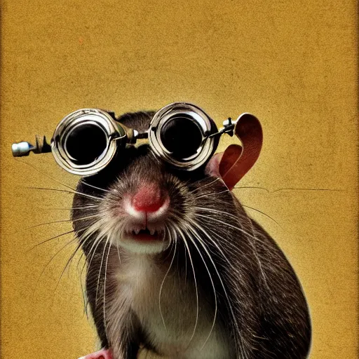 Image similar to a rat with steampunk googles, by 500px
