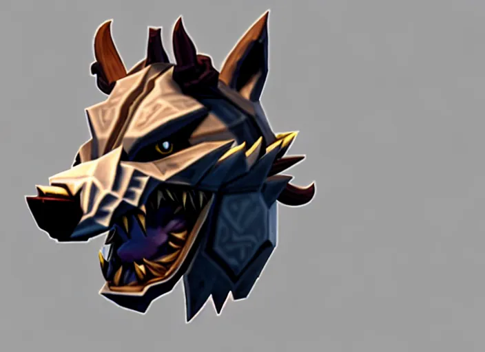 Image similar to wolf head, stylized stl, 3 d render, activision blizzard style, hearthstone style, darksiders style, dauntless style