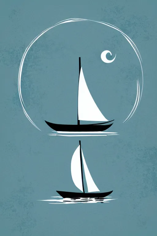 Image similar to minimalist boho style art of a sailing ship, illustration, vector art