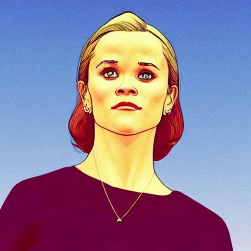 Image similar to “ reese witherspoon retro minimalist portrait by jean giraud, moebius starwatcher comic, sharp, smooth face, 8 k ”