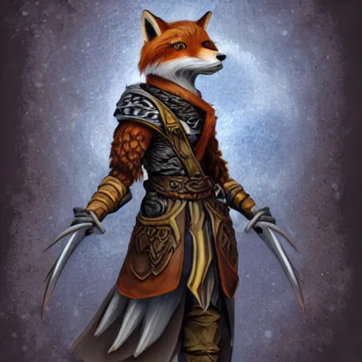 Prompt: An anthropomorphic fox wizard, highly detailed, sharp focus, D&D portrait, Neverwinter Nights