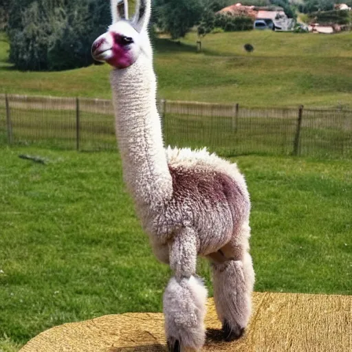 Image similar to a very real a llama parrot, full view, zoomed out