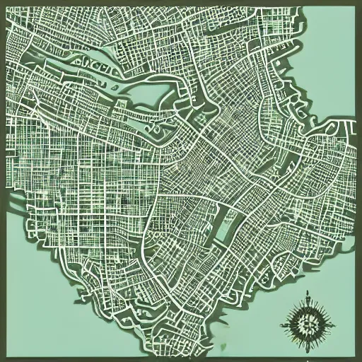 Image similar to cartography map art, city map, highly detailed, vintage typography, modern design