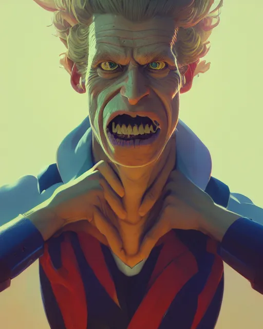 Image similar to highly detailed surreal vfx portrait of a all might, stephen bliss, unreal engine, greg rutkowski, loish, rhads, beeple, makoto shinkai and lois van baarle, ilya kuvshinov, rossdraws, tom bagshaw, alphonse mucha, global illumination, detailed and intricate environment