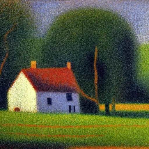 Image similar to small irish homestead by georges seurat