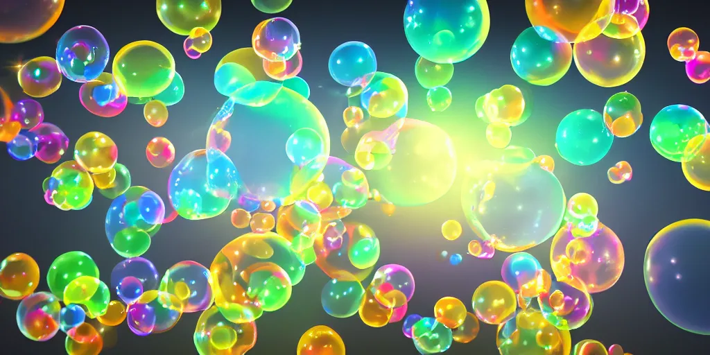 Image similar to bubbles floating away, award winning, 4k, digital art, colorful, volumetrics, hyper detailed, cinematic lighting