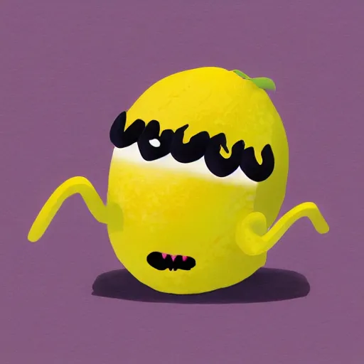 Prompt: lemon demon caught you stealing from the lemonade stand, photorealistic